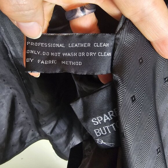 Roundtree & Yorke Black Lambskin Leather Blazer Jacket L Grunge Goth Mob Classic - Picture 7 of 12